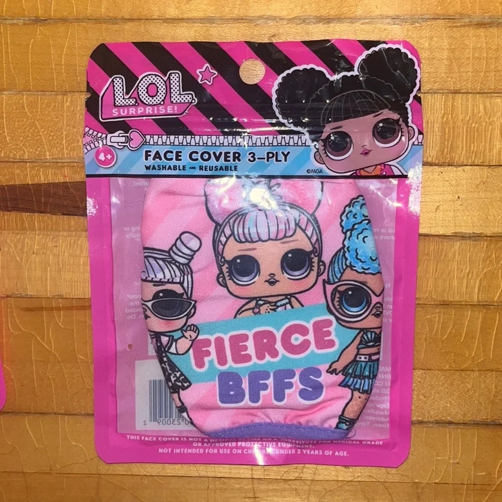 LOL Surprise! Pink face masks kids sz OS 2 pk NWT